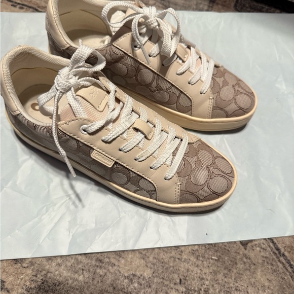 Coach Women's Canvas Sneakers - Beige and Brown - Picture 1 of 4